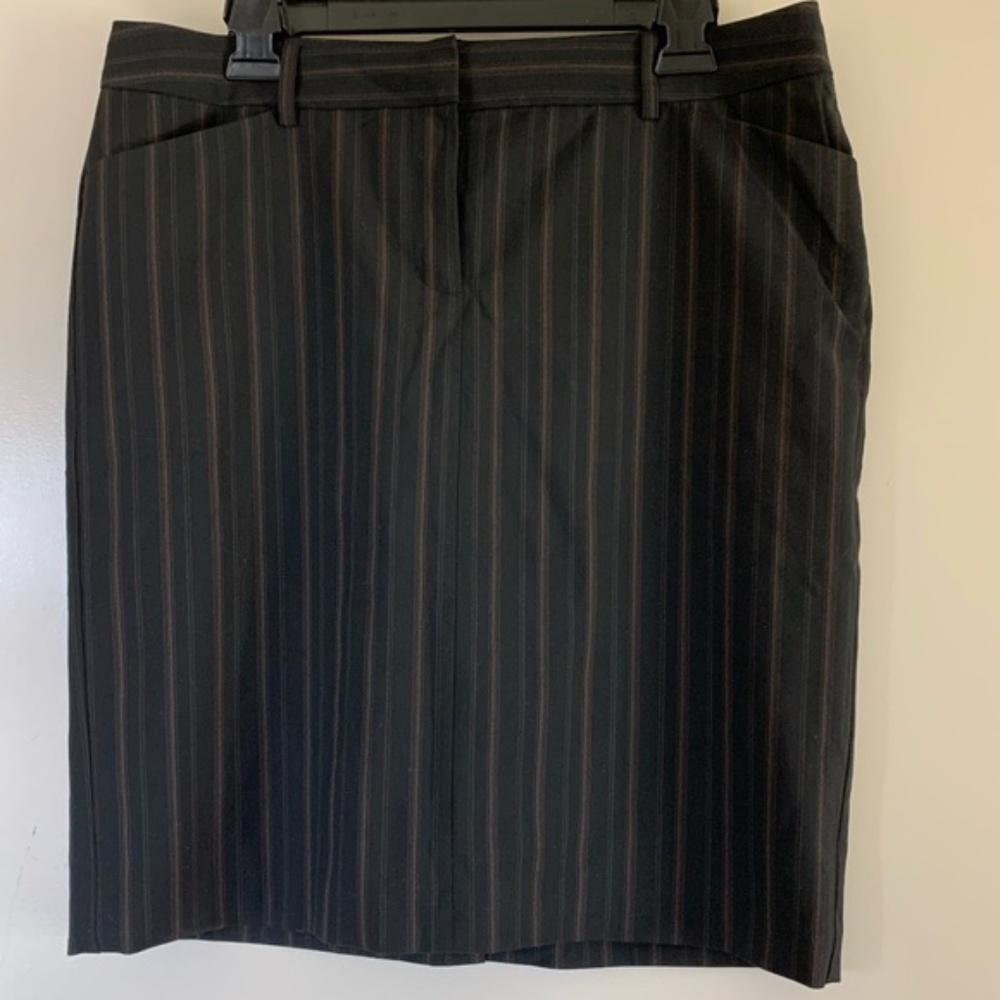 Express | Vintage Black Stripe Straight High Waisted Pencil Skirt, 10